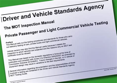 MOT inspection manual: cars and passenger vehicles